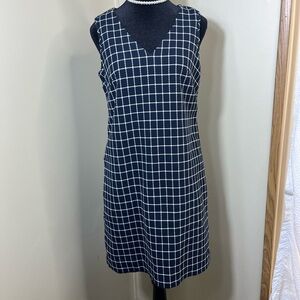 J. Crew Black and White Grid Midi Dress